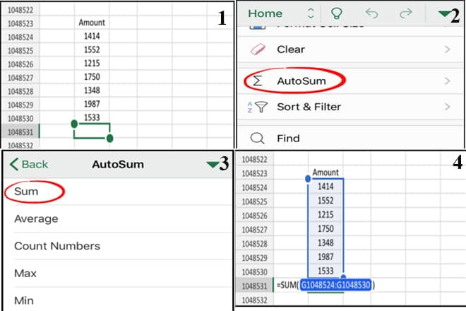 Hướng dẫn sử dụng tính năng tự động tính tổng giá trị trên Excel điện thoại